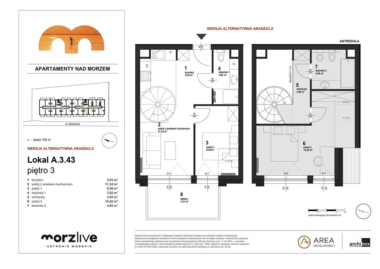 Apartament 100 m od plaży | Morzlive 3 pokoje | * NIŻSZA CENA! * - Pełny obrazek: 3/8
