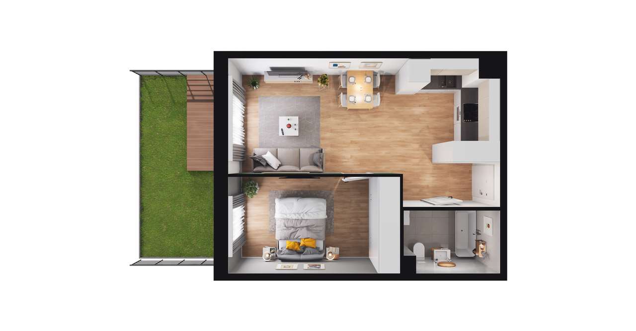 2-pokojowe mieszkanie 41m2 + ogródek Bez Prowizji - Pełny obrazek: 3/9