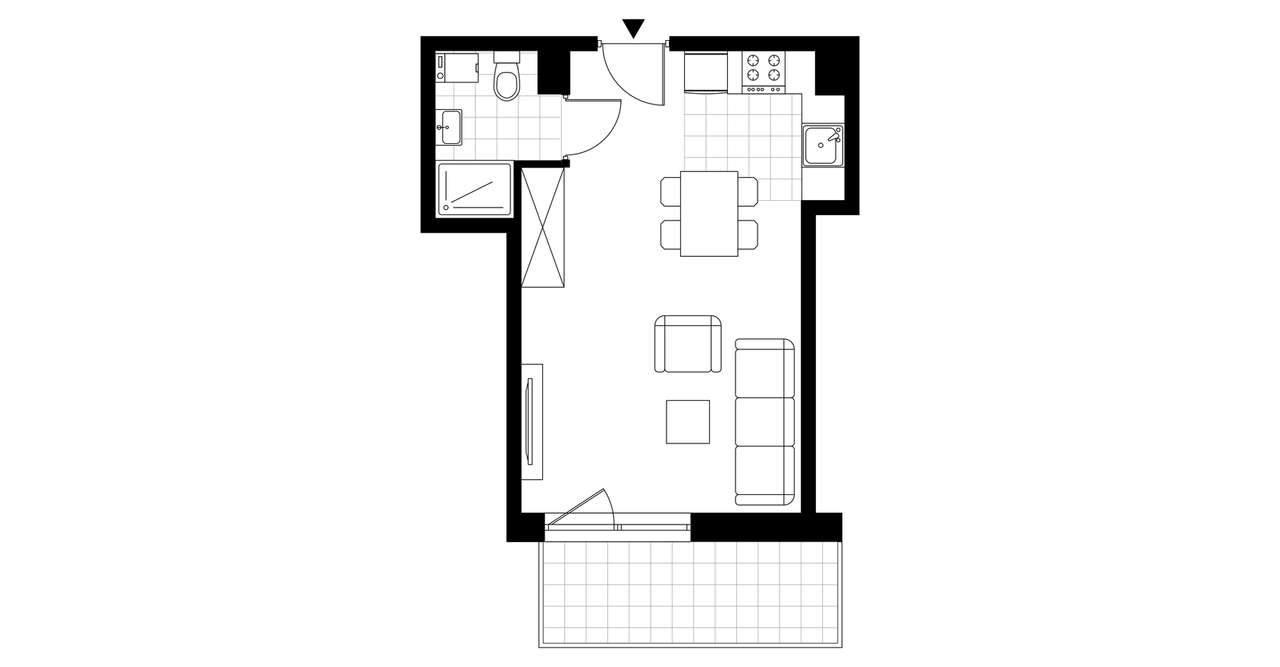 1-pokojowe mieszkanie 33m2 + balkon - Pełny obrazek: 3/8