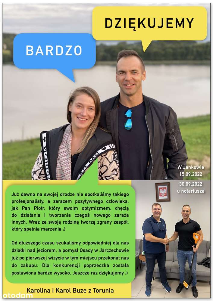 DZIAŁKA nad jeziorem przy plaży z mediami i MPZP-19