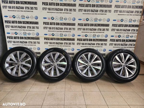 Set Jante Aluminiu R17 Vw T Roc T Cross Caddy Jetta Golf Tiguan Touran Scirocco Etc Cu Anvelope Vara Pirelli Dot 1318 - Dezmembrari Arad - 1