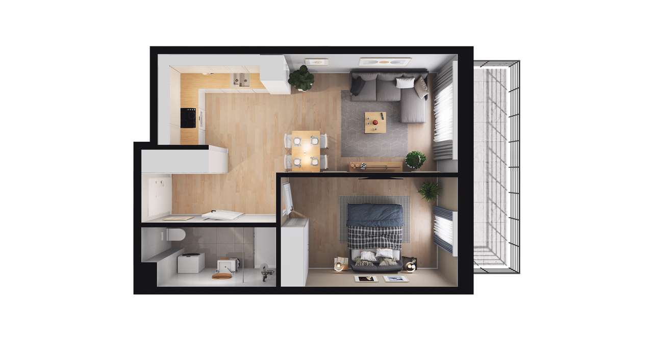 Vanda Park | mieszkanie 2-pok.| B.3.7 - Pełny obrazek: 3/9