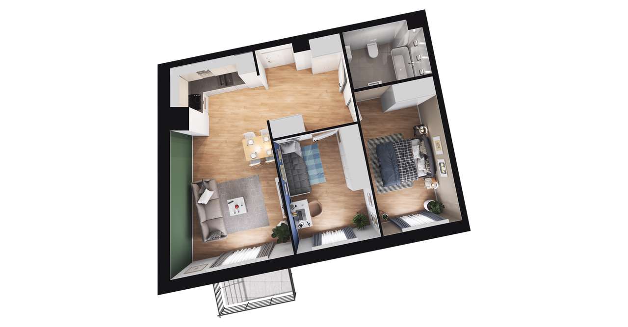 3-pokojowe mieszkanie 57m2 + balkon Bez Prowizji - Pełny obrazek: 2/8