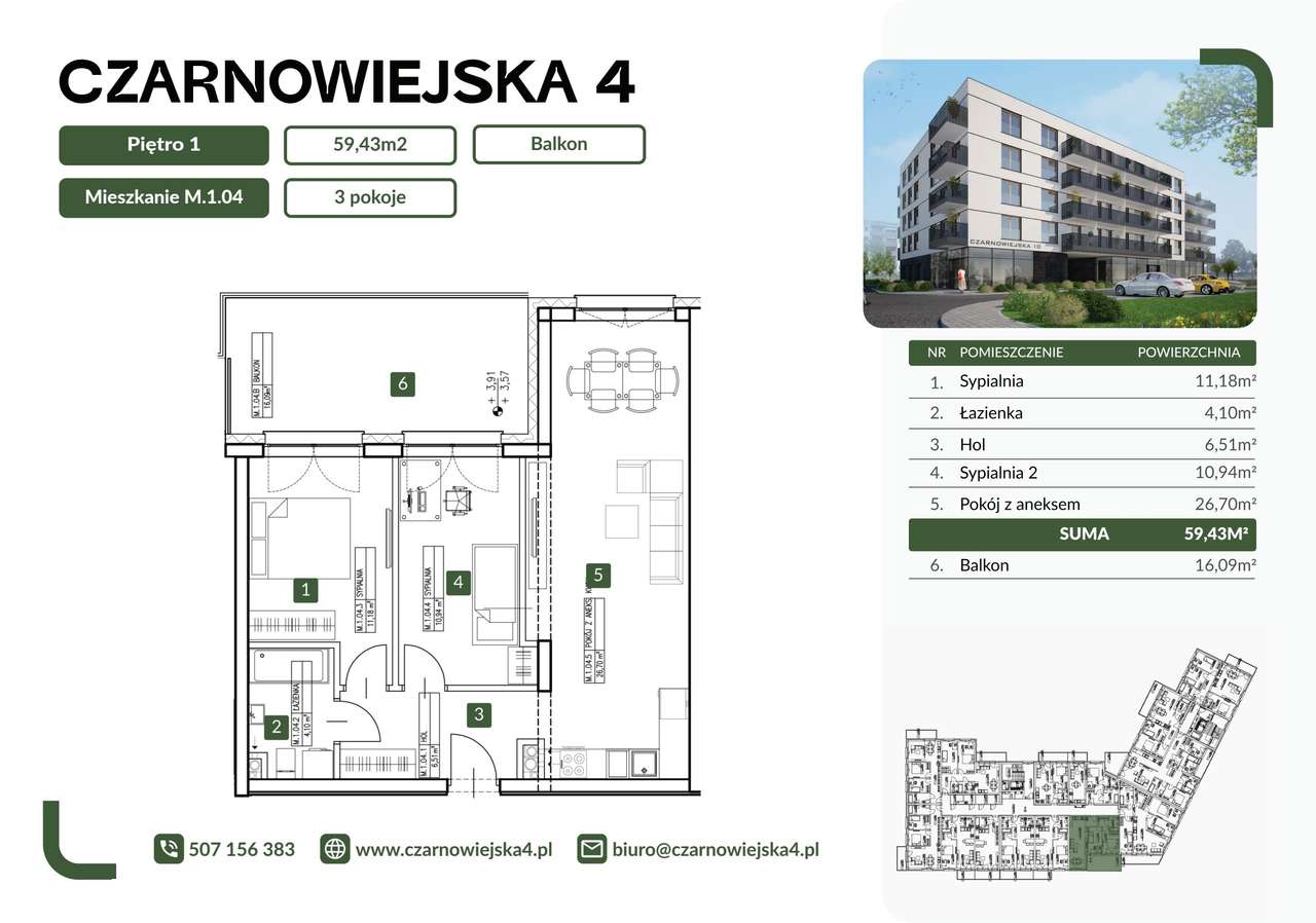 Czarnowiejska 4 | mieszkanie 3-pok. | M.1.04 - Pełny obrazek: 2/7