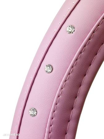 Husa volan Pink Line III din piele sintetica  37-39cm , cu diamante - 3