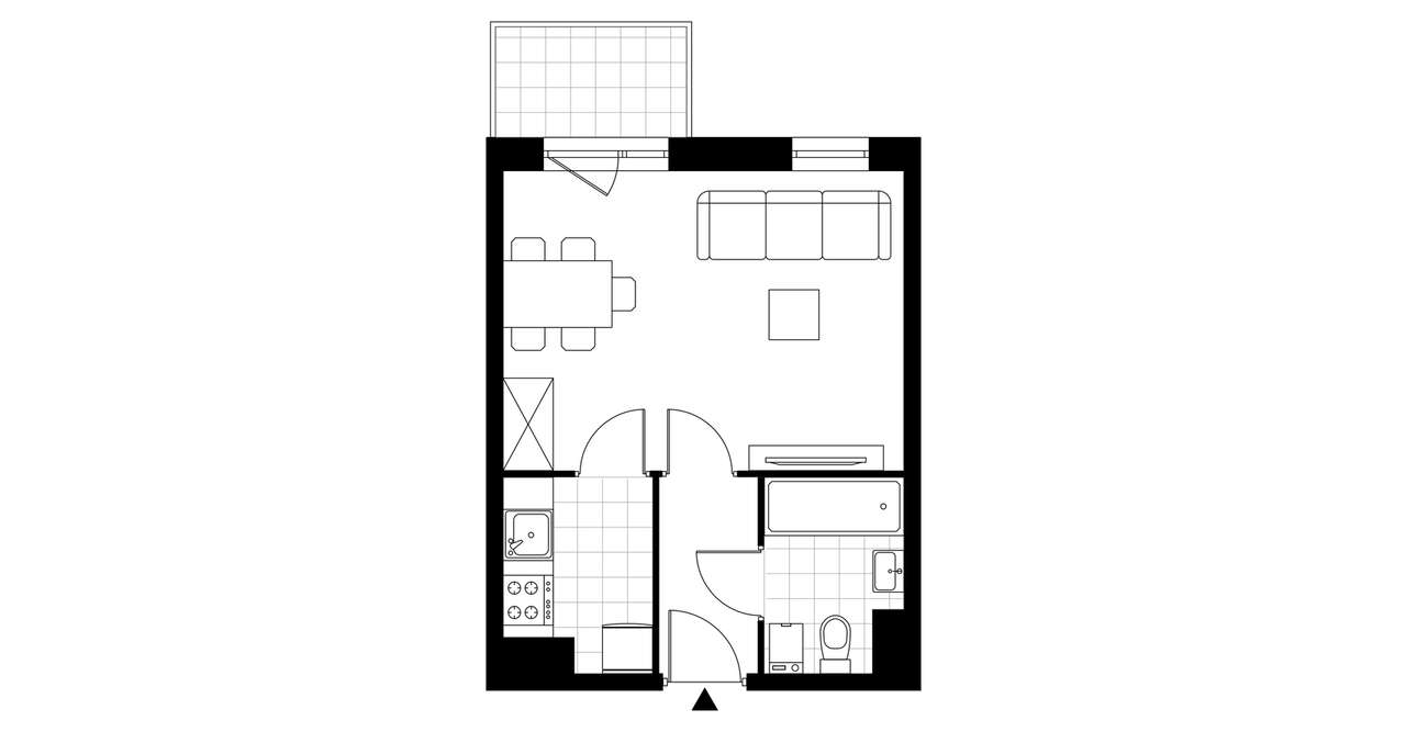 1-pokojowe mieszkanie 28m2 + balkon - Pełny obrazek: 3/7