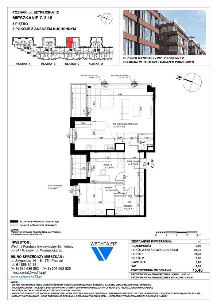 3-pokojowe mieszkanie 75m2 + balkon Bezpośrednio - Pełny obrazek: 2/7