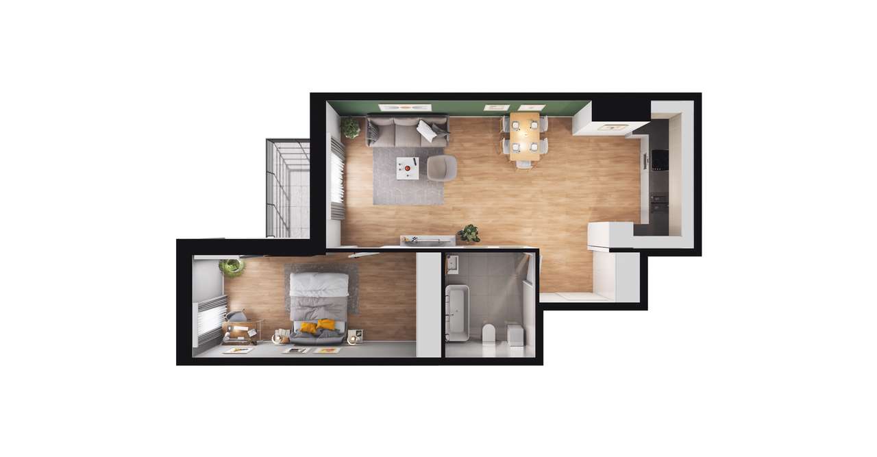 Panorama 3 Stawy | mieszkanie 2-pok. | 5.B51 - Pełny obrazek: 3/9