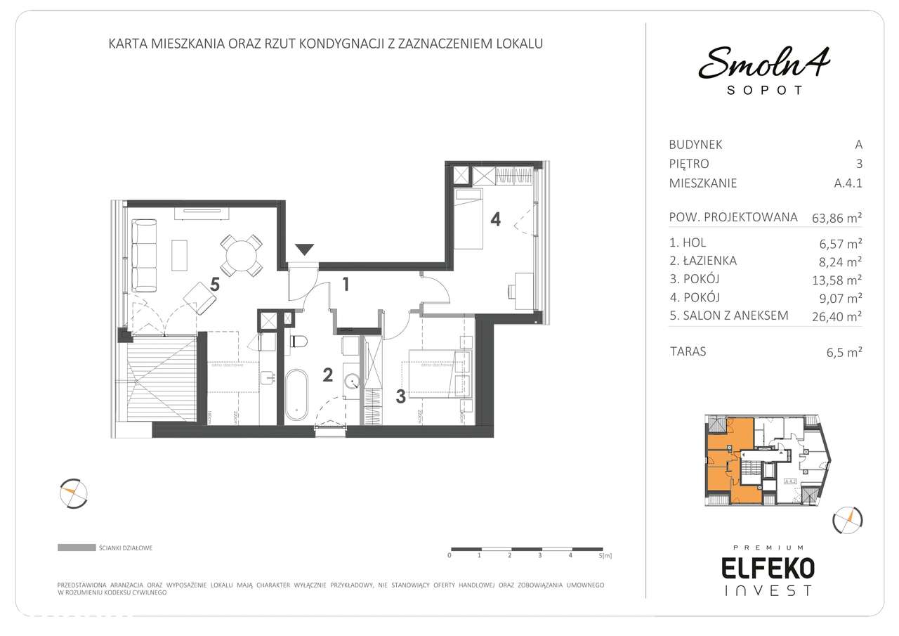 Mieszkanie 3 pokojowe, 63m2, balkon - Pełny obrazek: 2/9