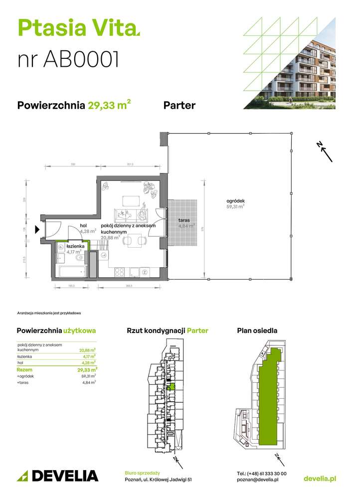 1-pokojowe mieszkanie 29m2 + ogródek Bezpośrednio - Pełny obrazek: 2/6