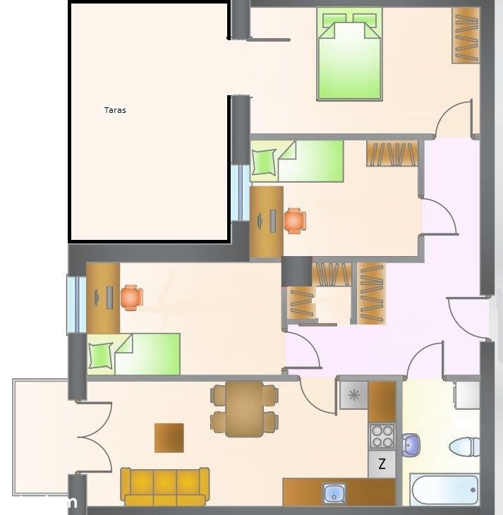 Apartament/3 pokoje/taras 18m2/podłogówka/balkon/
