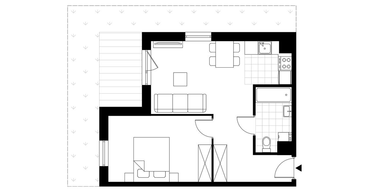 2-pokojowe mieszkanie 45m2 + ogródek - Pełny obrazek: 3/8
