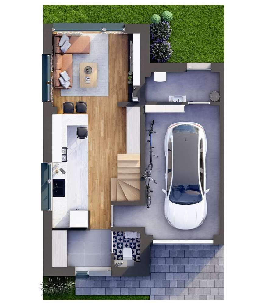 Dom szeregowy 104m² 5A | Okolice Warszawy | Garaż, ogród i taras - Pełny obrazek: 4/12