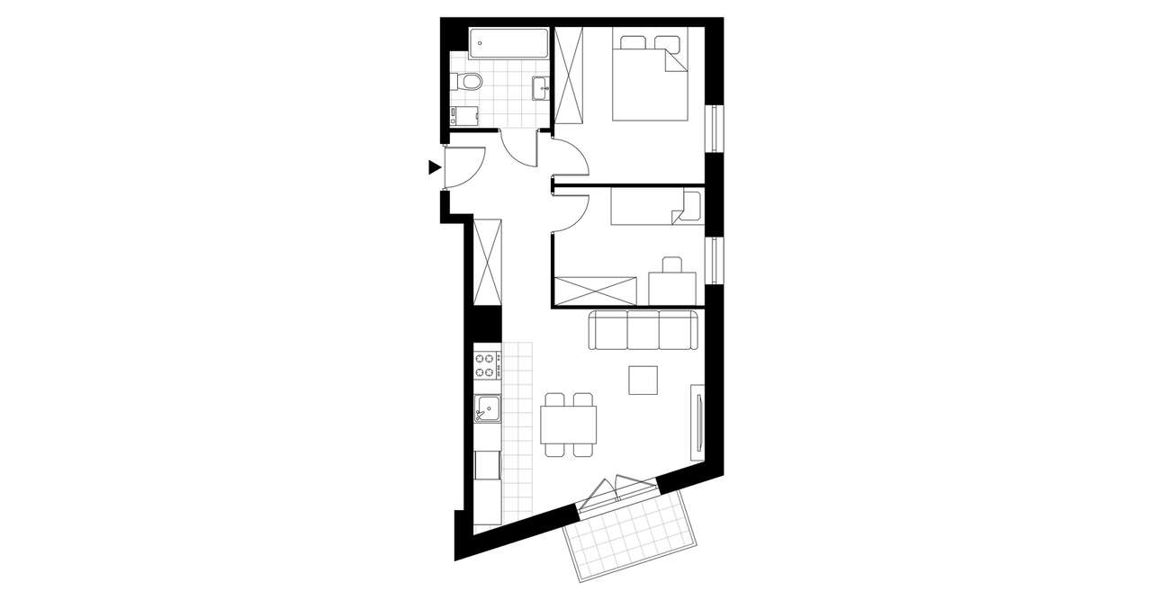3-pokojowe mieszkanie 48m2 + balkon - Pełny obrazek: 3/6