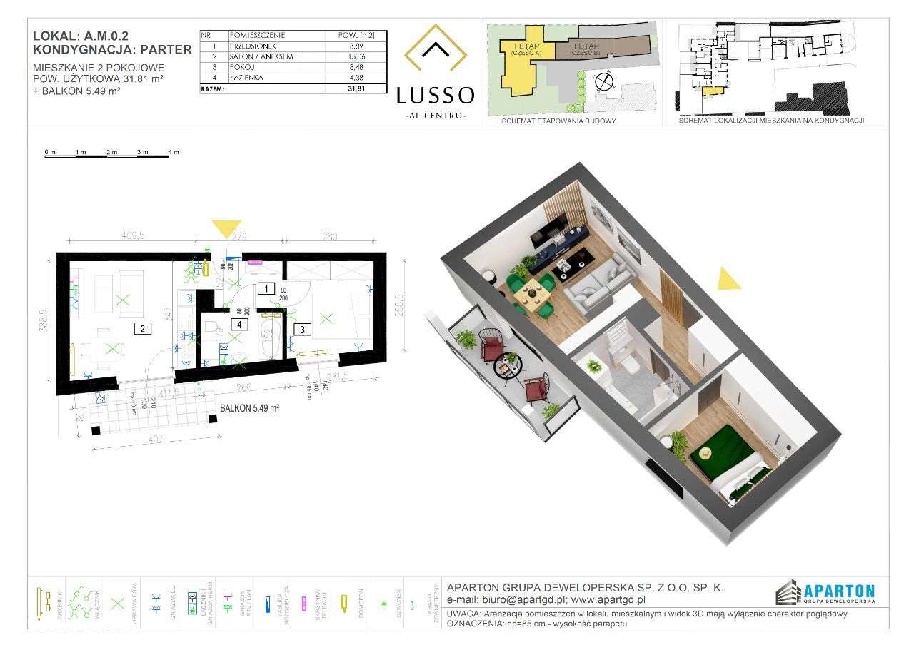 2pokojowe w Apartamentowcu Lusso Al Centro A.0.2ROLETY - Pełny obrazek: 3/8