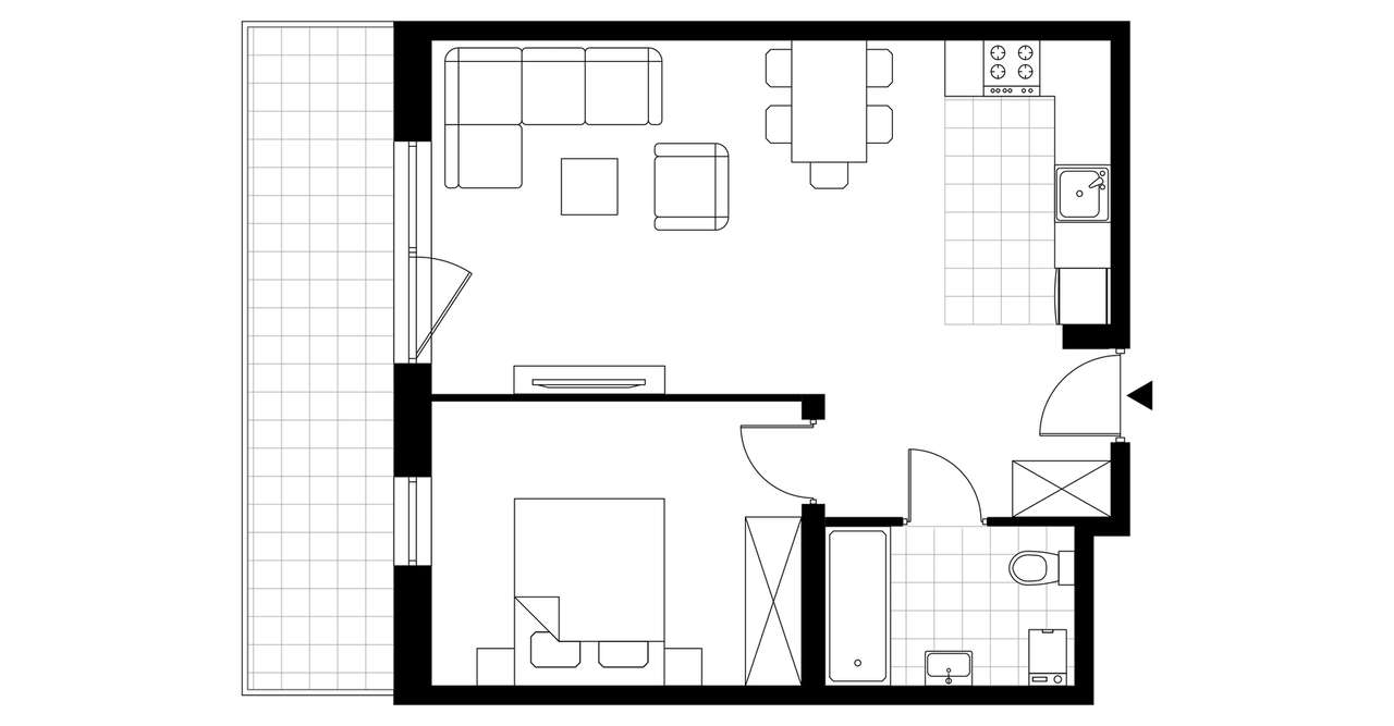 2-pokojowe mieszkanie 46m2 + balkon Bezpośrednio - Pełny obrazek: 3/8