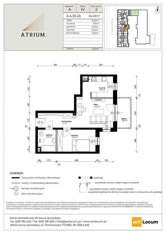 2-pokojowe mieszkanie 45m2 + balkon - Pełny obrazek: 2/7
