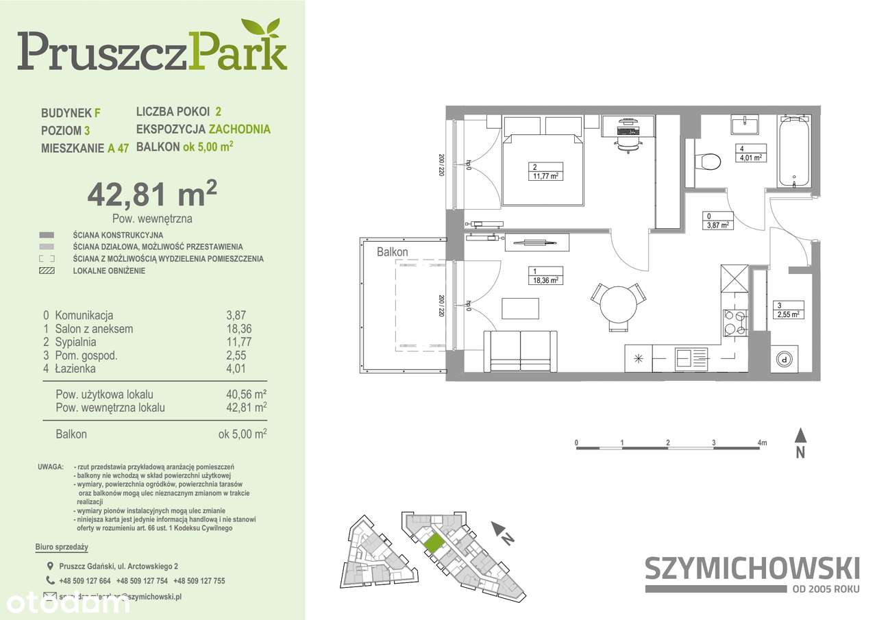Pruszcz Park F - F.A.47 | mieszkanie 42,81 m² - Widok 2