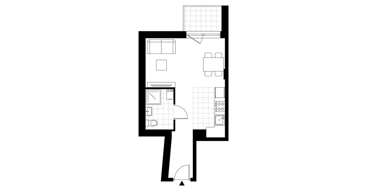 1-pokojowe mieszkanie 28m2 + balkon Bezpośrednio - Pełny obrazek: 4/9