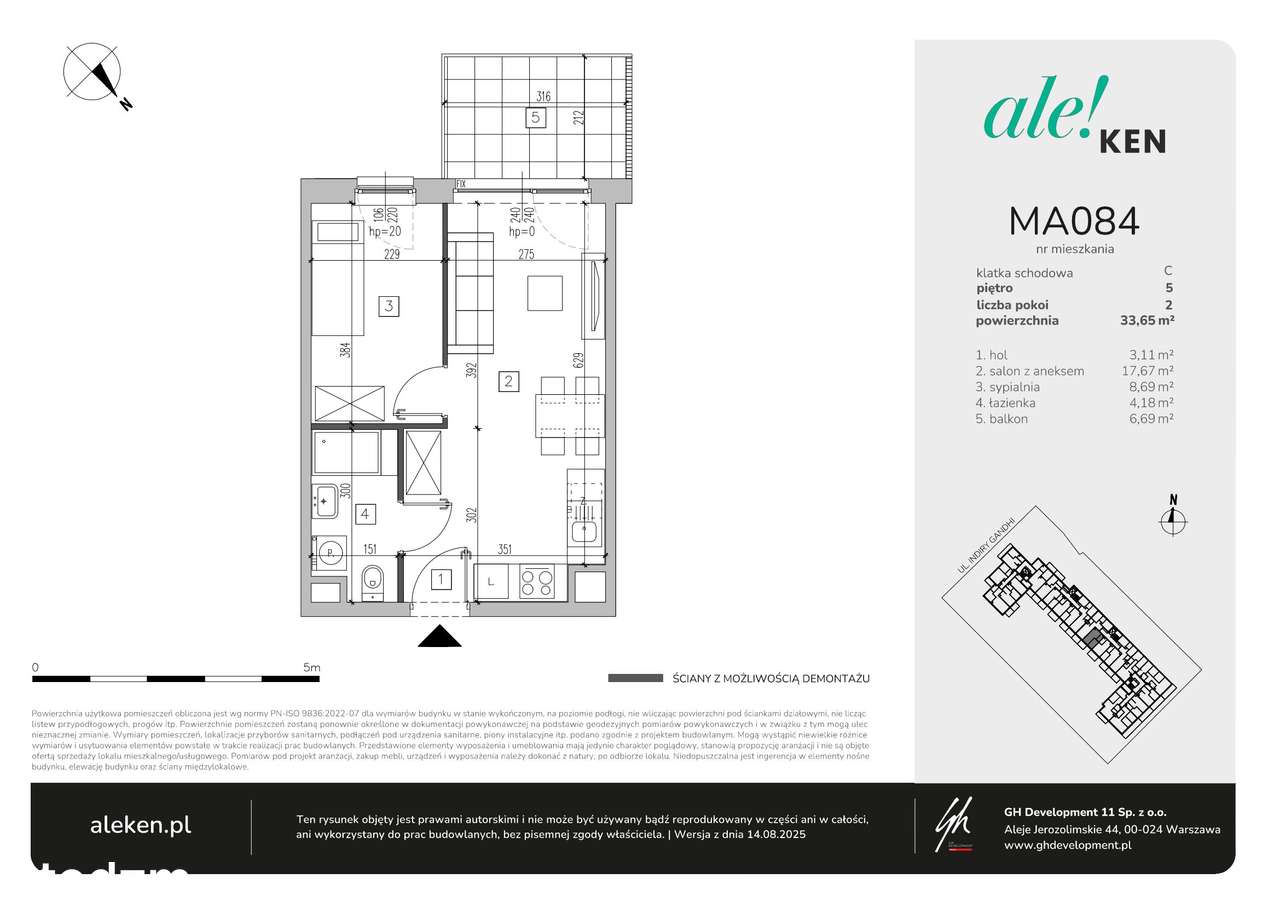2-pokojowe mieszkanie 33m2 + balkon Bezpośrednio - Pełny obrazek: 2/7