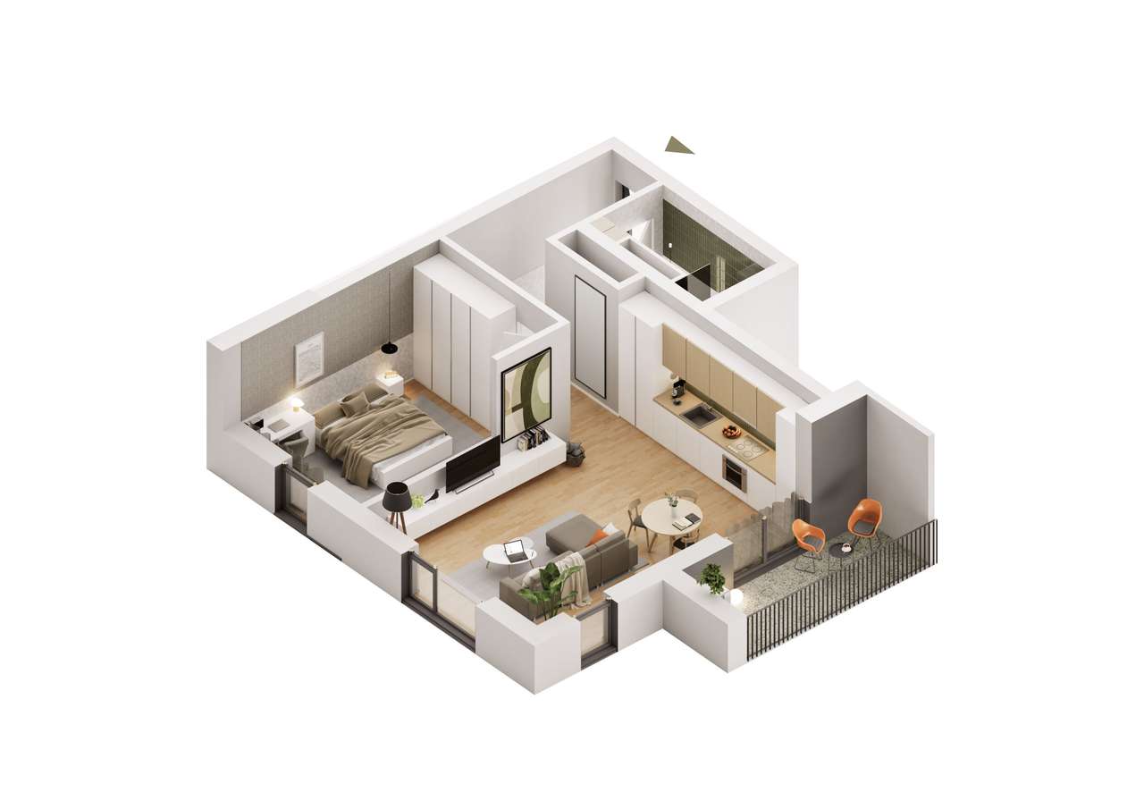 Apartament nou cu 2 camere - Imagine principală: 2/6