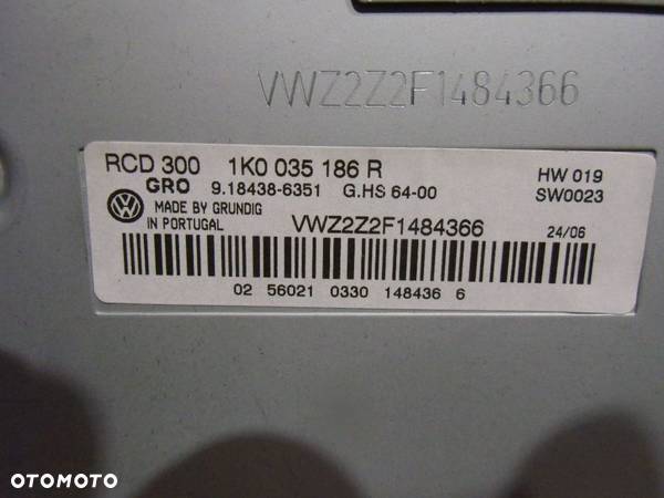 RADIO CD VOLKSWAGEN GOLF V TOURAN PASSAT B6 1K0035186R - 2