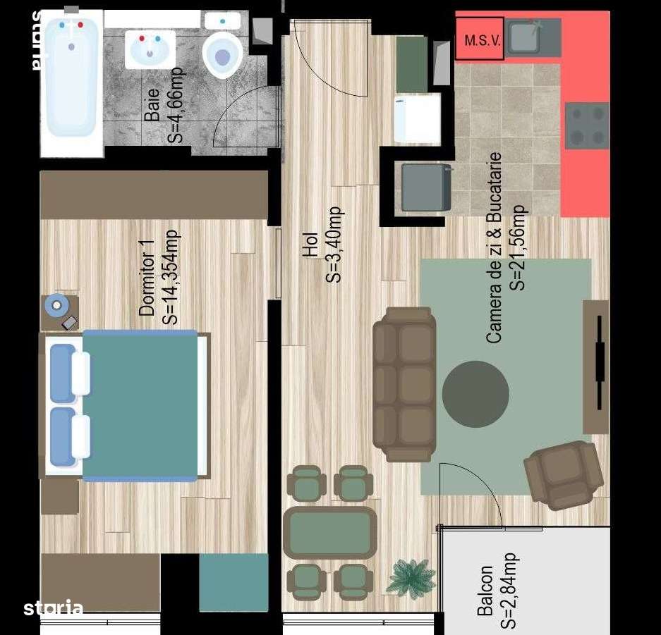 Apartament la Cheie în Complexul Avanera Bacău Model S1 - Imagine principală: 3/9