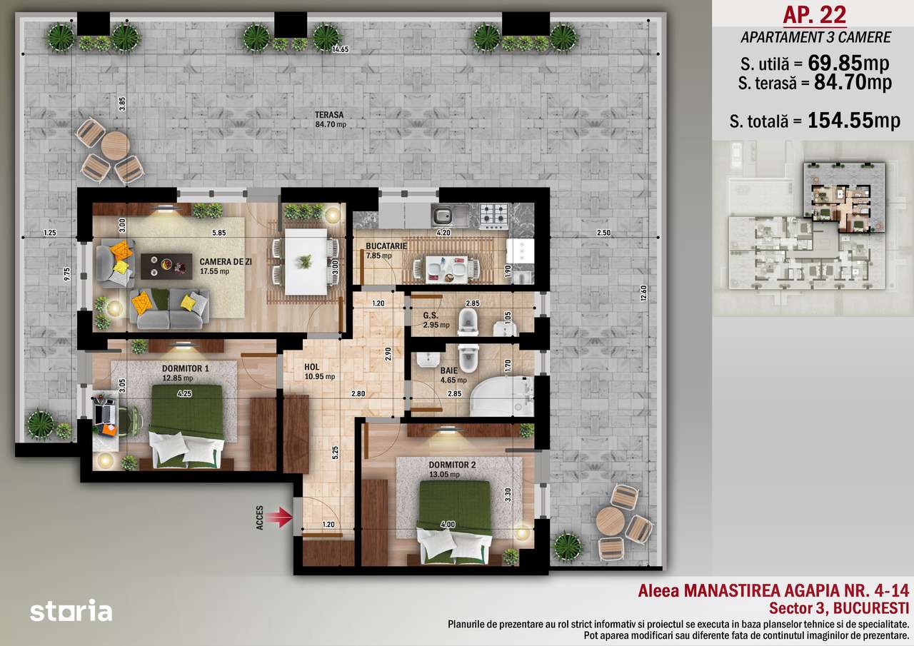 AP. 3CAM. DECOMANDAT IN BLOC P+4 FINALIZAT,MUTARE IMEDIATA! - Imagine principală: 1/14