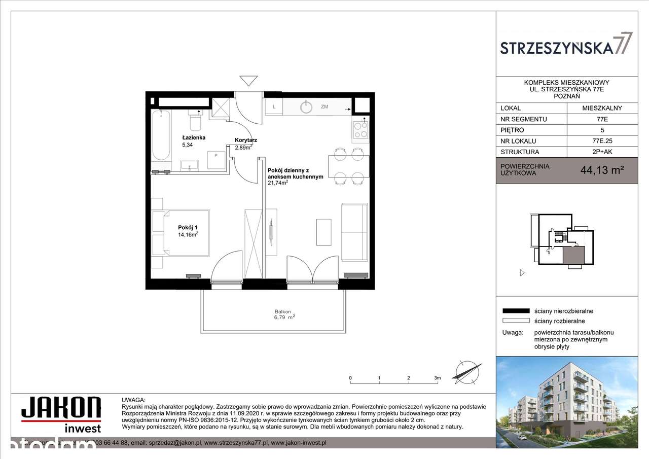 2-pokojowe mieszkanie 44m2 + balkon Bez Prowizji - Pełny obrazek: 2/7