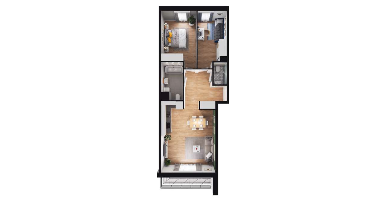3-pokojowe mieszkanie 59m2 + balkon Bezpośrednio - Pełny obrazek: 3/9