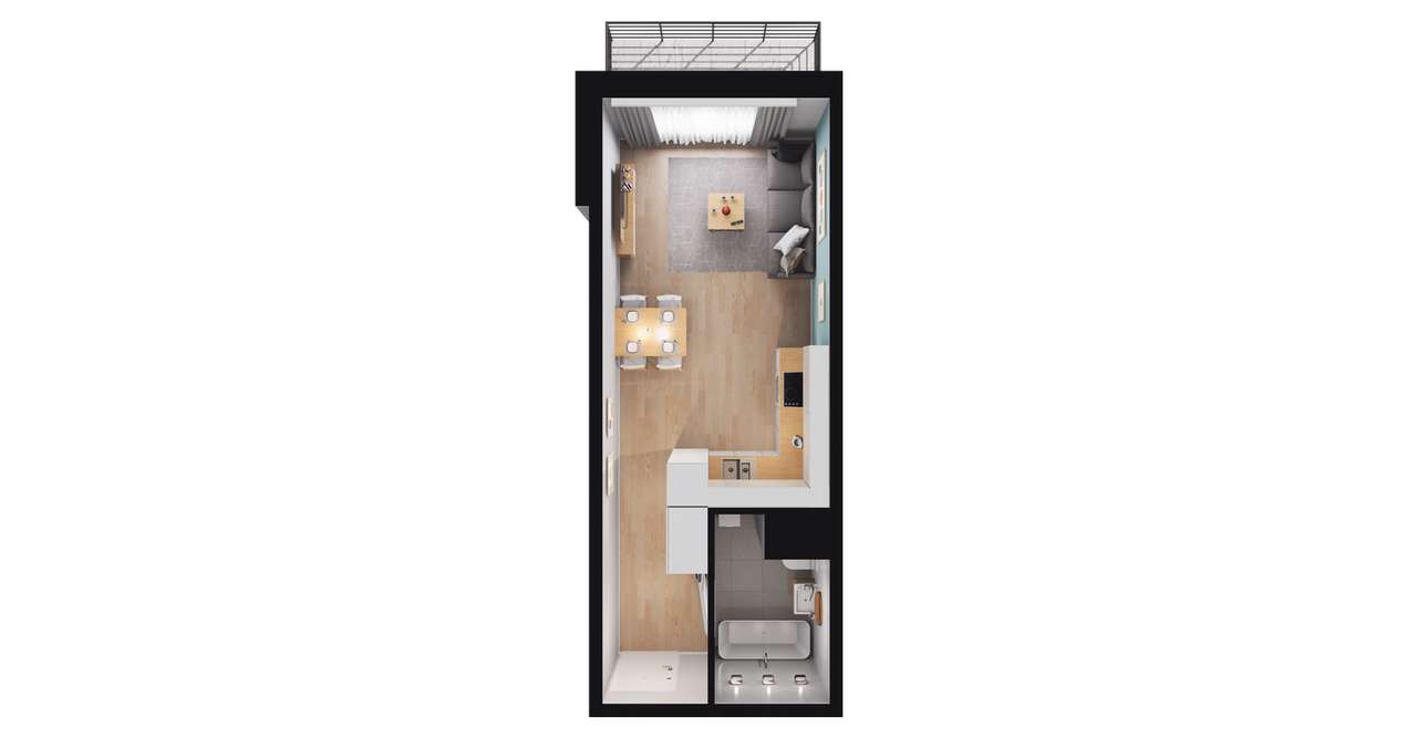 1-pokojowe mieszkanie 28m2 + balkon Bezpośrednio - Pełny obrazek: 2/8