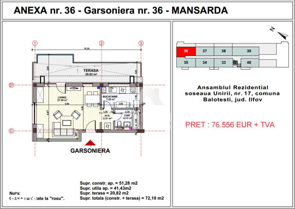 Garsoniera in Complex Unirii Apartment's Balotesti-6