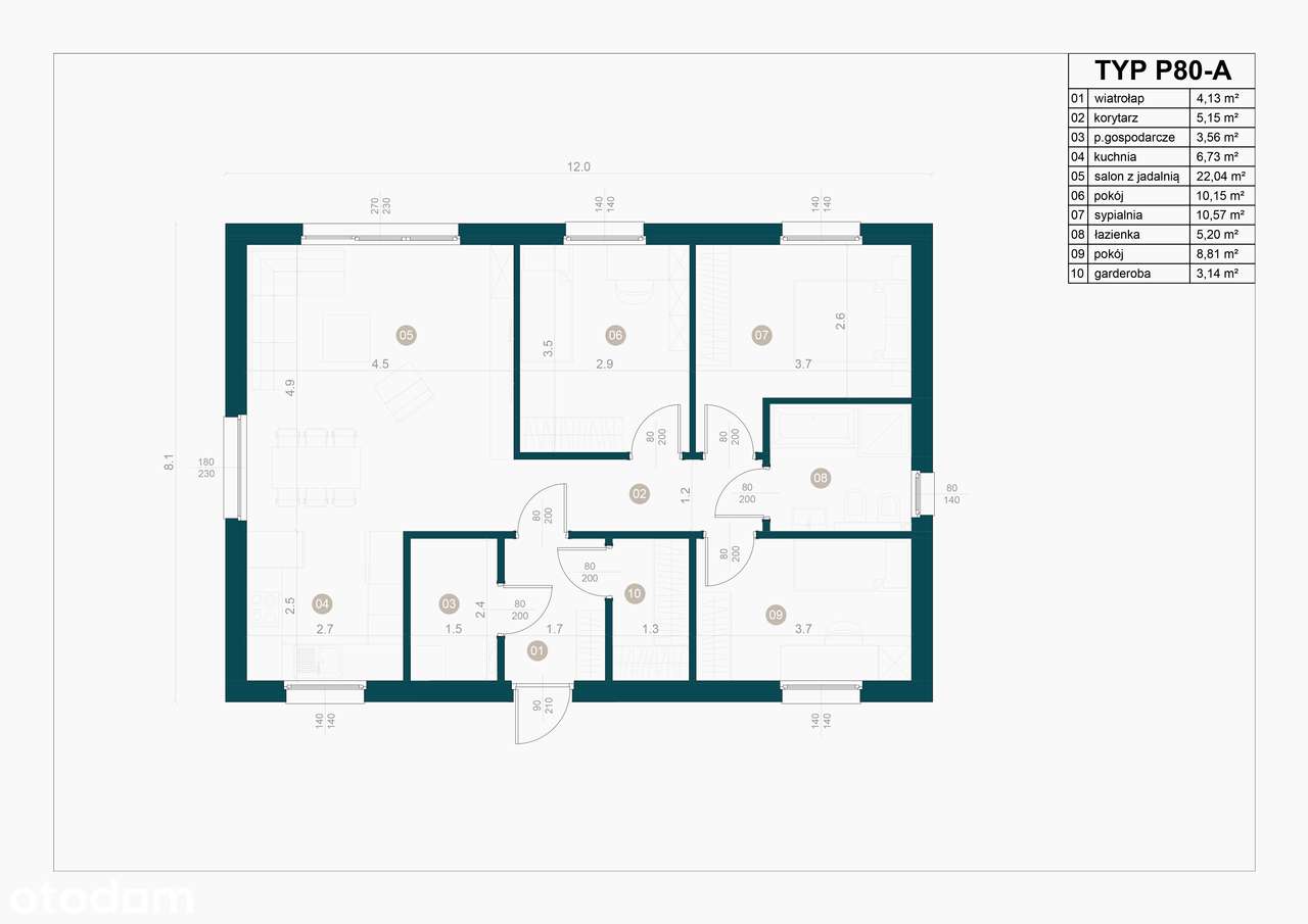 Dom wolnostojący 80 m² na działce 887 m² – Wąwelnica k. Szczecina-4