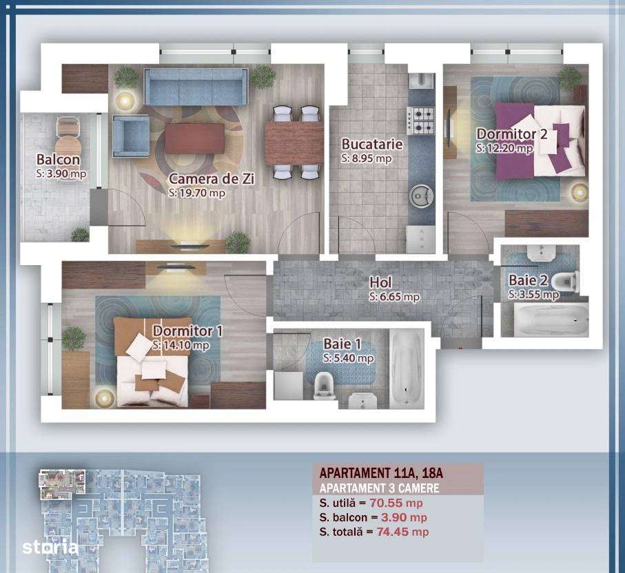 Apartament 3 Camere Decomandat Titan-Pallady Bloc Nou Boutique - Imagine principală: 2/6