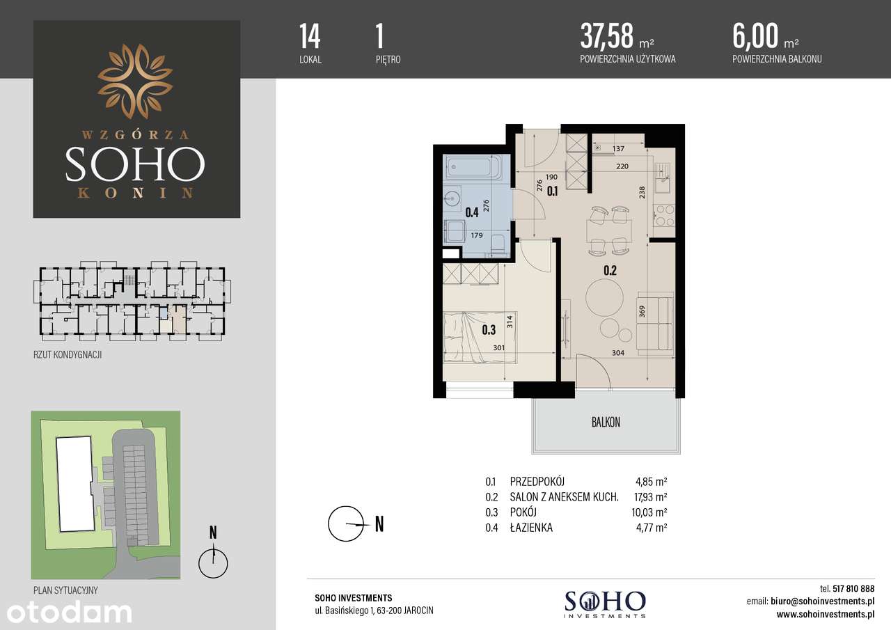 mieszkanie 37,58m2 2-pokojowe Wzgórza Soho Konin - Pełny obrazek: 2/17