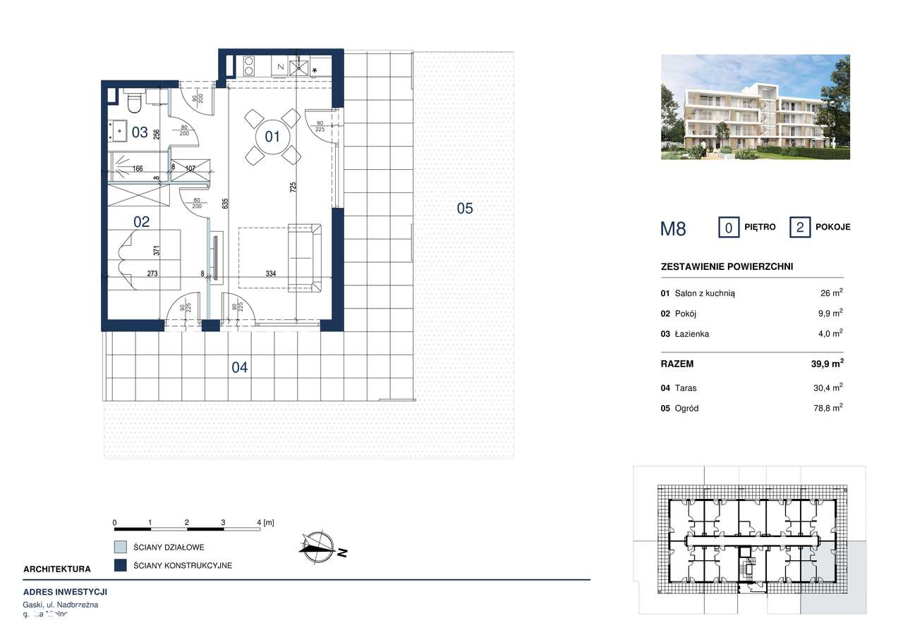 Apartament tuż przy plaży 39,9 m2 z tarasem i ogrodem, cena z 23% VAT - Pełny obrazek: 2/10