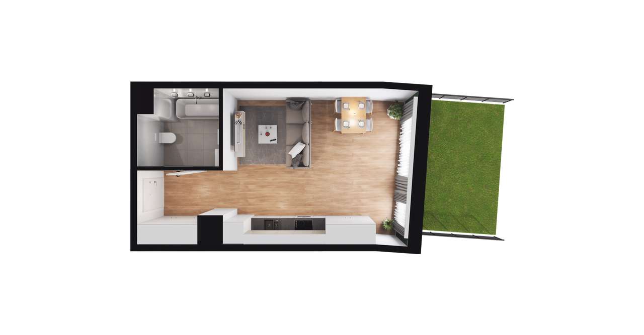 1-pokojowe mieszkanie 33m2 + ogródek Bez Prowizji - Pełny obrazek: 3/9