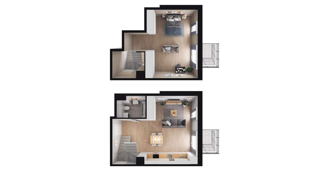 3-pokojowe mieszkanie 60m2 + 2 balkony - Pełny obrazek: 2/8