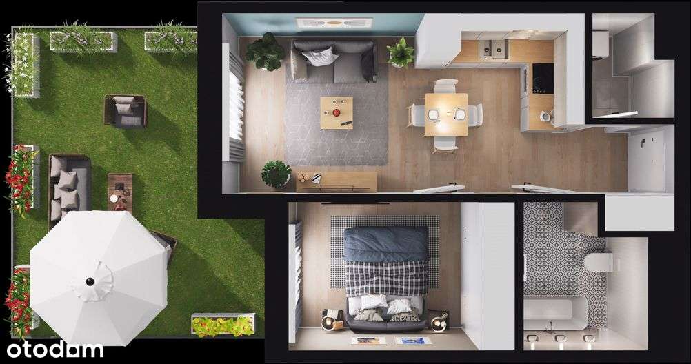 Pruszcz Park E - B.6 2-pok. 40,32 m2 - słoneczny ogródek - gotowe! - Pełny obrazek: 4/21