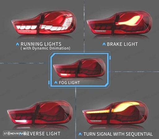 FAROLINS FULL LED PARA BMW SERIE 4 F32 F33 F36 13-18 LIGHT BAR OLED FUNDO VERMELHO - 4