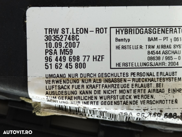 Airbag lateral dreapta Peugeot PARTNER 1.6 HDI 9HW 2004-2008  9644969877 - 3