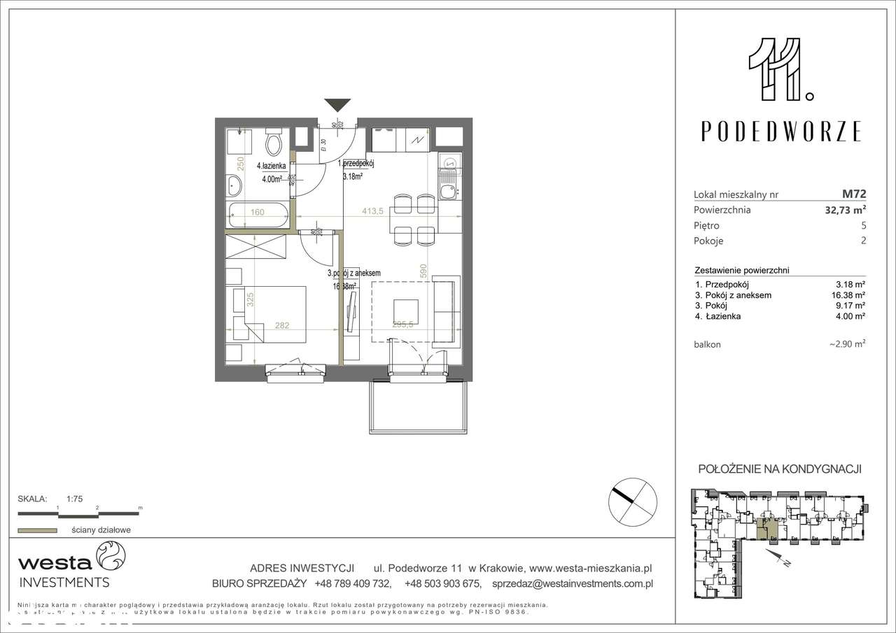 2-pokojowe mieszkanie 32m2 + balkon - Pełny obrazek: 2/5