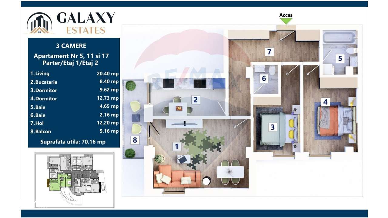 COMISION 0% Apartament 3 camere/ Tractorul / Galaxy Estates - Imagine principală: 2/20