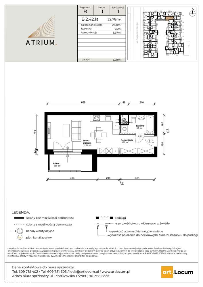 1-pokojowe mieszkanie 33m2 + balkon - Pełny obrazek: 2/7