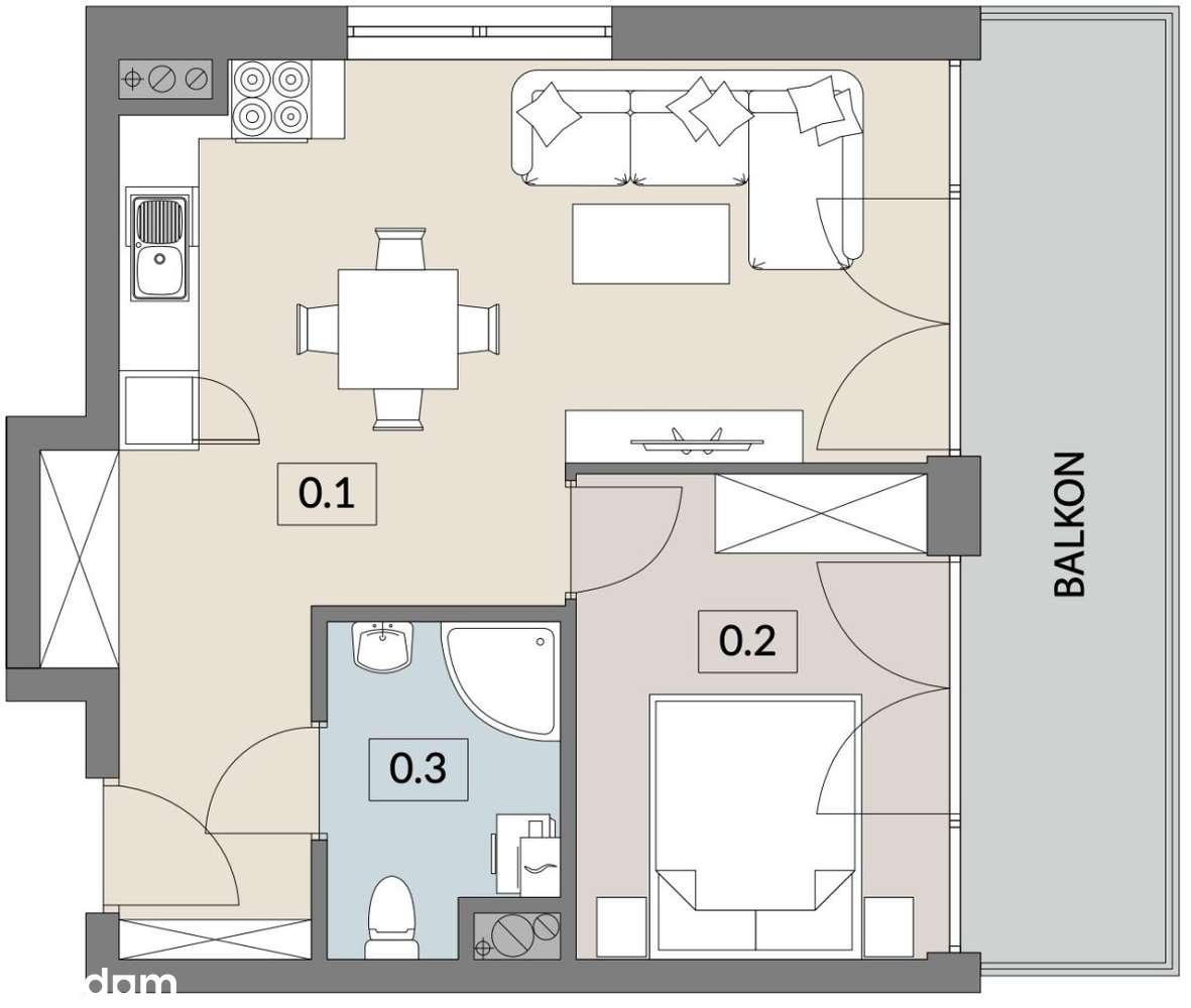 2 pokoje z tarasem, niska zabudowa w Poznaniu-2