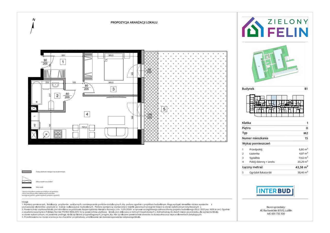 2-pokojowe mieszkanie 43 m² + ogródek - Ansicht 2