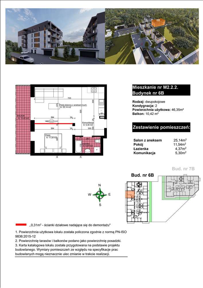 2-pokojowe mieszkanie 46m2 + balkon Bezpośrednio - Pełny obrazek: 2/8