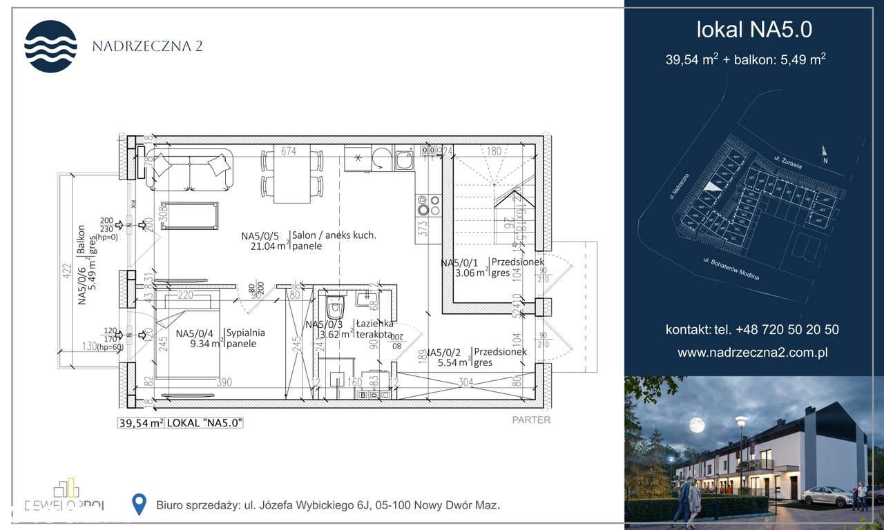Nadrzeczna - 2-pokokoje z balkonem, od zachodu, wydanie kluczy 12.2025 - Pełny obrazek: 2/8