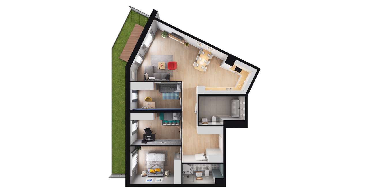 4-pokojowe mieszkanie 90m2 + ogródek Bez Prowizji - Pełny obrazek: 2/8