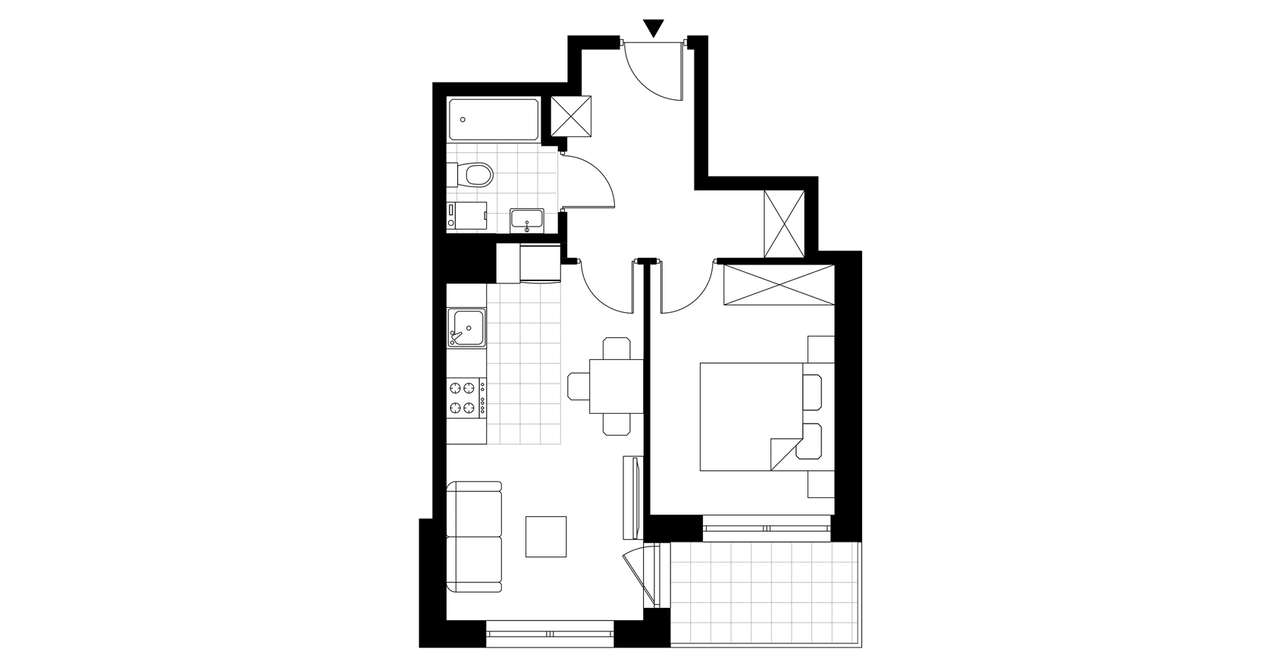 2-pokojowe mieszkanie 37m2 + balkon - Pełny obrazek: 2/6